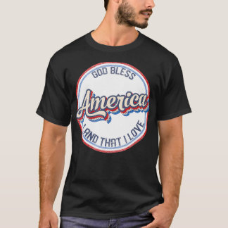 Retro Välsigna dig American Land i Kärlek Lycklig  T Shirt