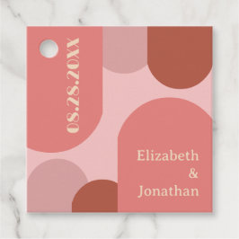 Retro Valvbågar Korall Rosa Bröllop Gåvor Etiketter