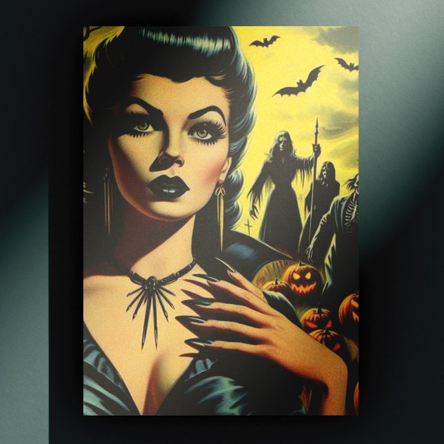 Retro Vampire Girl Vykort (Skapare uppladdad)