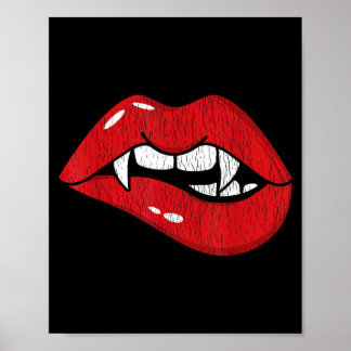 Retro Vampire Röda Läppar Th Bit Halloween Kostym Poster