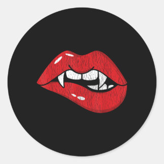 Retro Vampire Röda Läppar Th Bit Halloween Kostym Runt Klistermärke