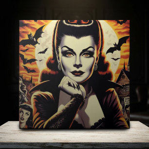 Retro Vampire Woman Kakelplatta