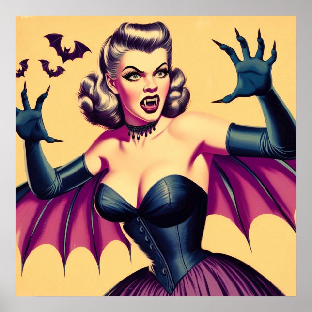 Retro Vampire Woman Poster (Framsidan)
