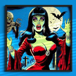 Retro Vampire Woman-Tecknader Poster