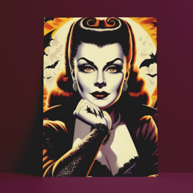 Retro Vampire Woman Vykort (Skapare uppladdad)