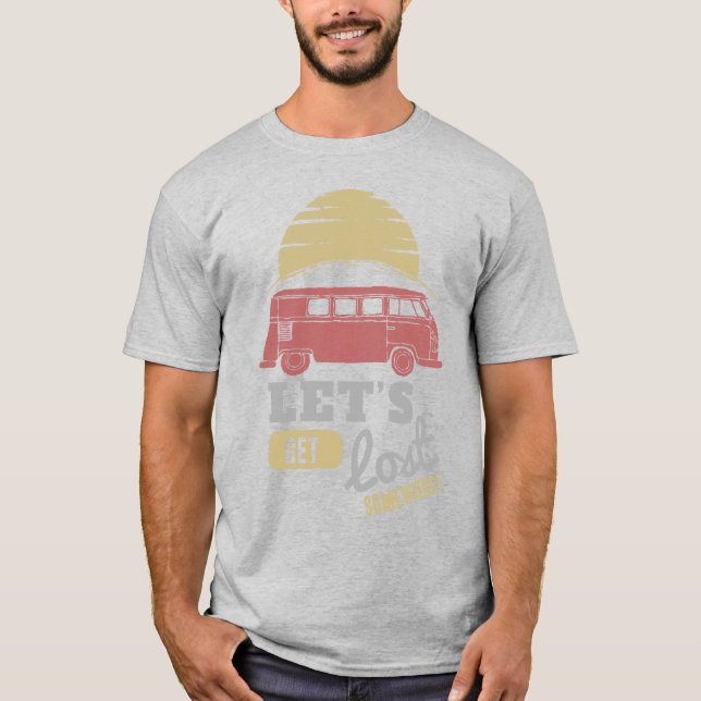 Retro Van Life Låt Oss Bli Vilse T-Shirt (Framsida)