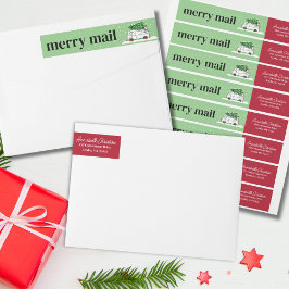 Retro Van Merry Mail-Grönten och Red Etikettband