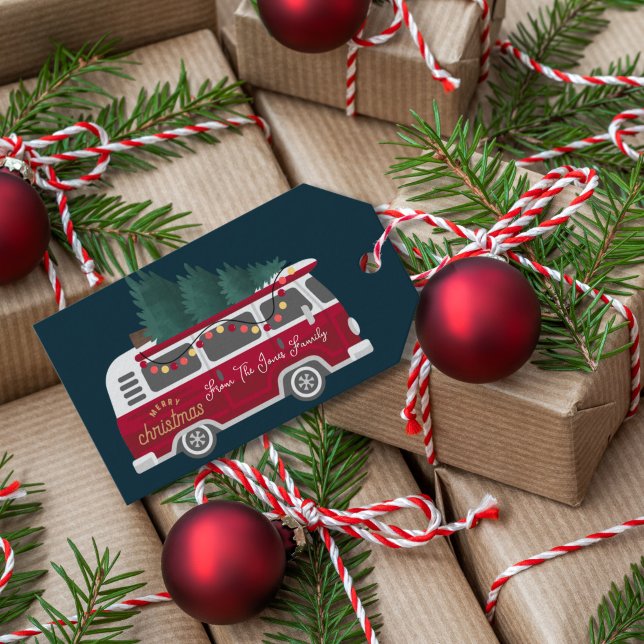 Retro Van Vintage Holiday Presentetikett (Skapare uppladdad)