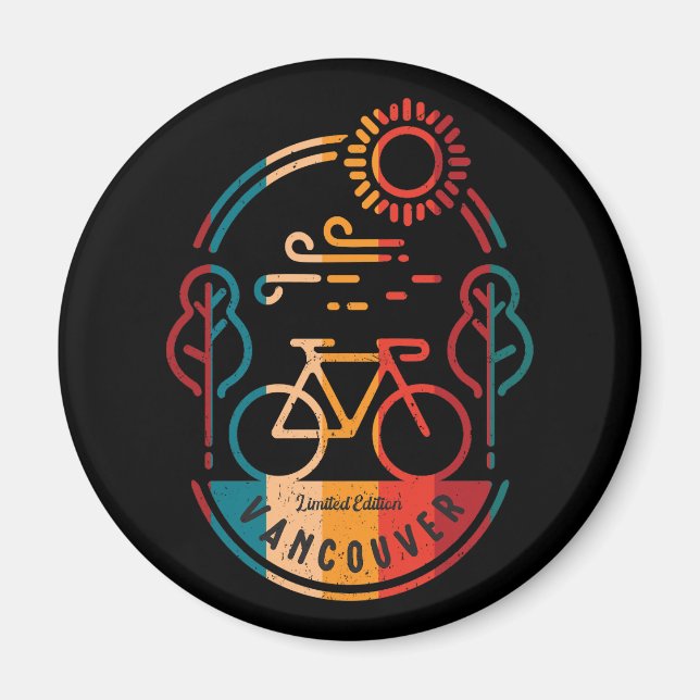 Retro Vancouver Bike Trail. Magnet (Framsidan)