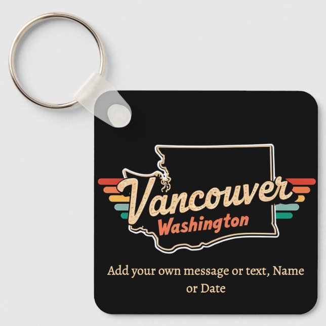 Retro Vancouver Washington State Nyckelring (Framsida)