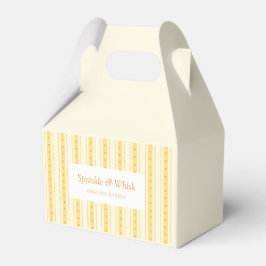 Retro Vanilla Yellow Heart Stripes Bakery Business Presentaskar