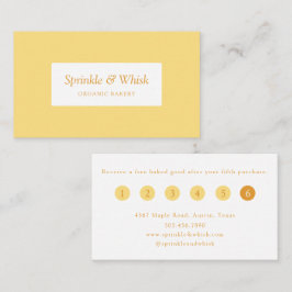 Retro Vanilla Yellow Heart Stripes Bakery Loyalty  Visitkort