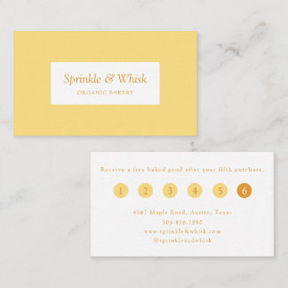 Retro Vanilla Yellow Heart Stripes Bakery Loyalty  Visitkort