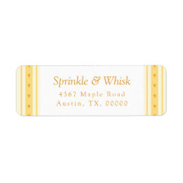 Retro Vanilla Yellow Heart Stripes Bakery Returadress Etikett