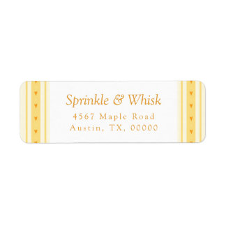 Retro Vanilla Yellow Heart Stripes Bakery Returadress Etikett