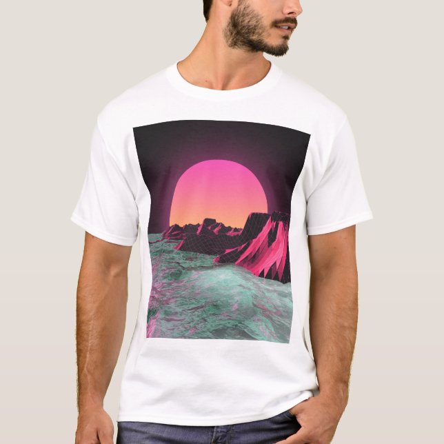 Retro Vaporwave Aesthetic T-Shirt - Neon Dreams &  (Framsida)