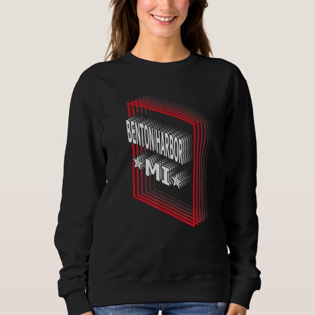 Retro Vaporwave Benton Harbor Michigan MI T Shirt (Framsida)