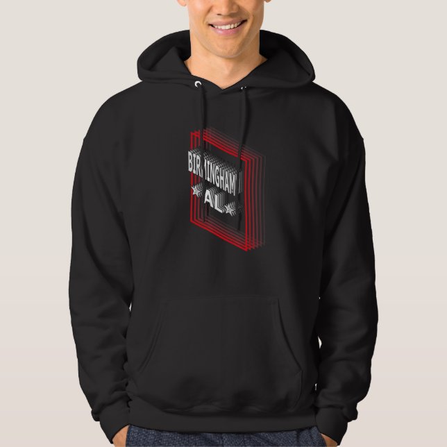 Retro Vaporwave Birmingham Alabama AL Hoodie (Framsida)