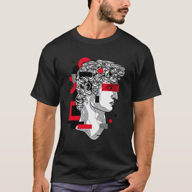 Retro Vaporwave David Statue T Shirt (Framsida)