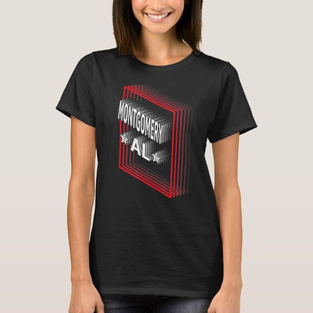 Retro Vaporwave Montgomery Alabama AL T Shirt (Framsida)