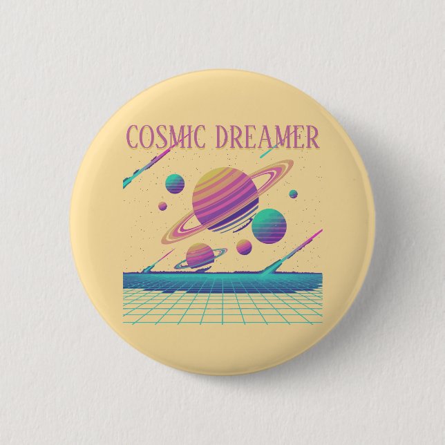 Retro Vaporwave Planeter Synthwave Knapp (Framsida)
