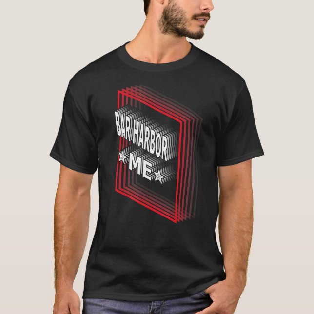 Retro Vaporwave Pub Harbour Maine ME T Shirt (Framsida)