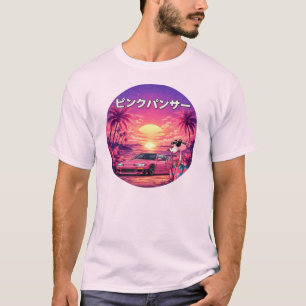 Retro Vaporwave Solnedgångsbil Estetisk T-Shirt