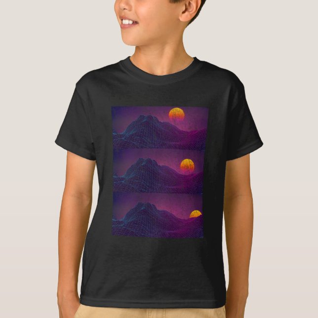 Retro Vaporwave Sunset EDM Aesthetic Rave Dance T Shirt (Framsida)
