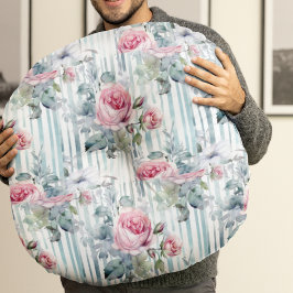  Retro Vår Blommigt - bakgrund Rund Kudde