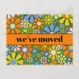 Retro Vår Blommigt Ny adress/Vi har flyttat Vykort