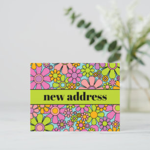 Retro Vår Blommigt Ny adress Vykort