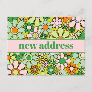 Retro Vår Blommigt Ny adress Vykort
