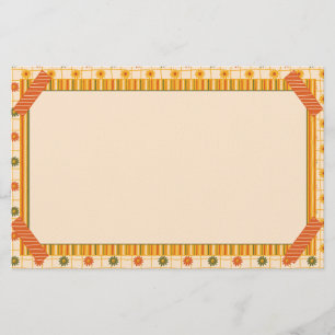 Retro vår handritad falsk washi blommig rand brevpapper