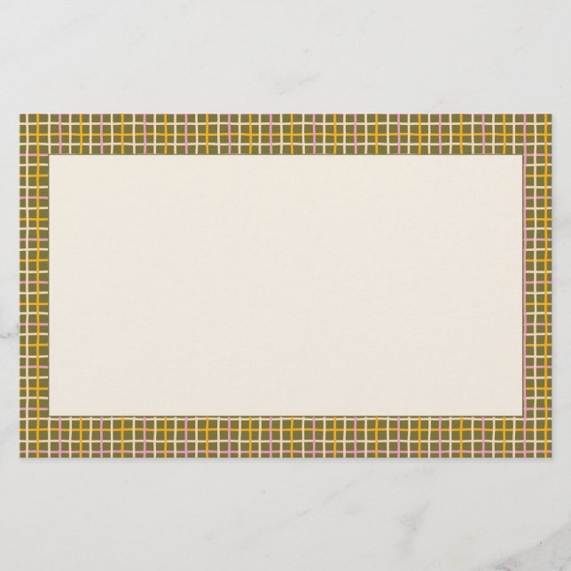 Retro vår handritad flerfärgad rutnätskant brevpapper (Framsida)