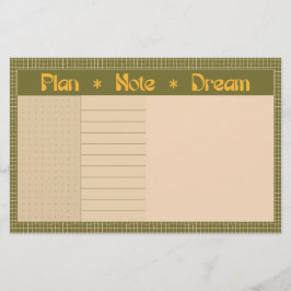 Retro vår handritad plan och dröm grön grid brevpapper
