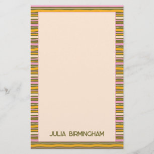 Retro vår handritad randig personlig brevpapper