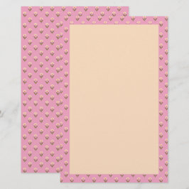Retro vår handritad rosa och krämfärgad blommig  brevpapper