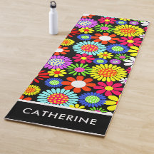 Retro vår hippie-blomma Yoga Mat