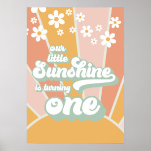 Retro Vår lilla solsken är en födelsedagsbanner Poster