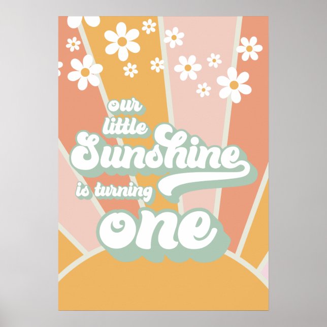 Retro Vår lilla solsken är en födelsedagsbanner Poster (Framsidan)