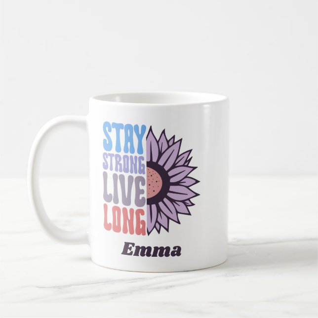 Retro Var Stark Lev Långt Solros Positiv Kaffemugg (Vänster)