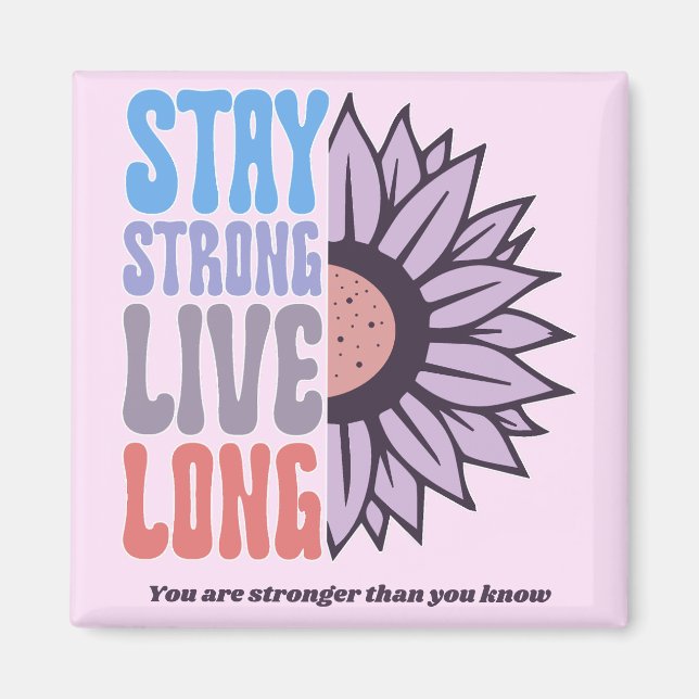 Retro Var Stark Lev Långt Solros Positiv Magnet (Framsidan)