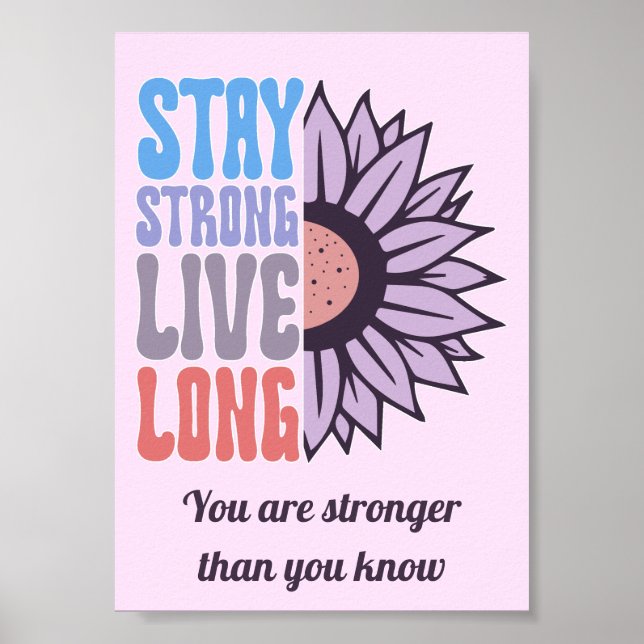 Retro Var Stark Lev Långt Solros Positiv Poster (Framsidan)