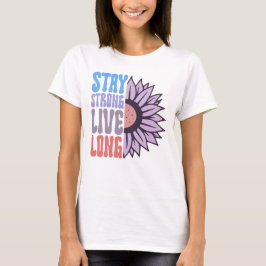 Retro Var Stark Lev Långt Solros Positiv T Shirt