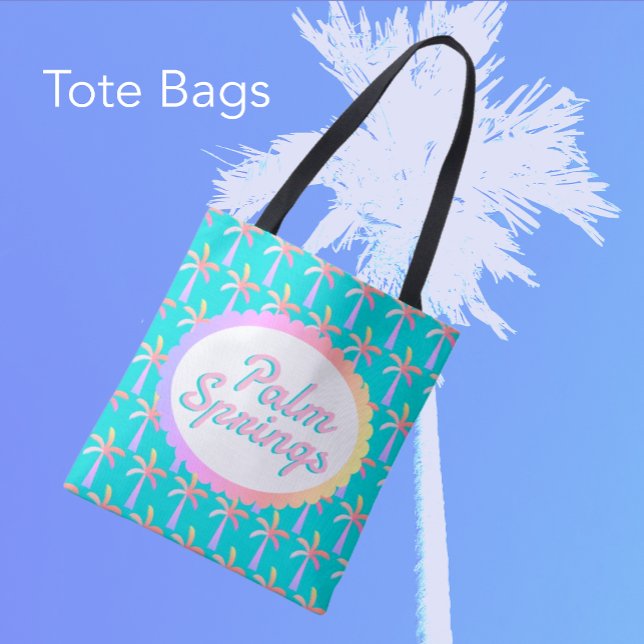 Retro Vår Turquise Blue Tropical Handflatan Tygkasse (Tote your sunscreen, water and phone to the pool!
Personalize it!)