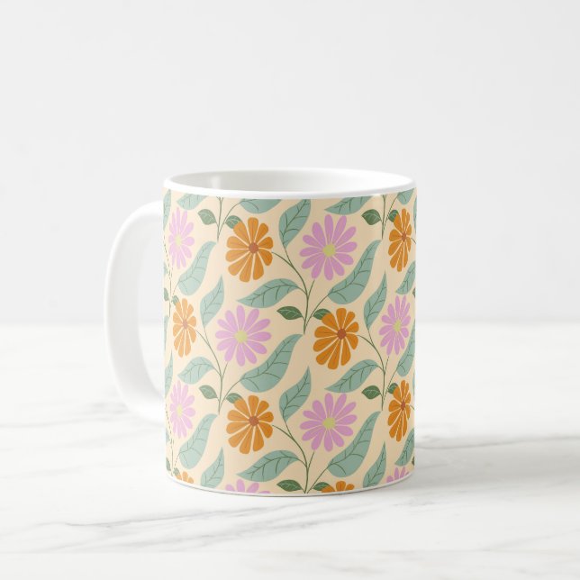 Retro vårblommor kaffemugg (Framsida vänster)