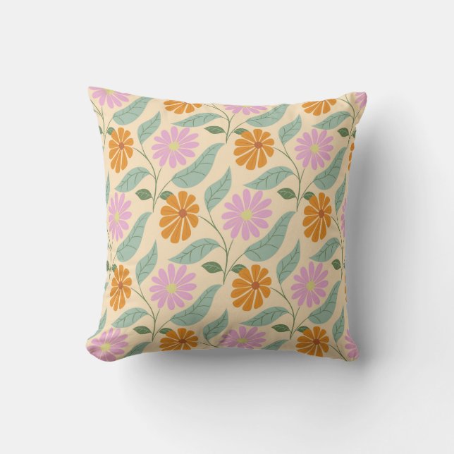 Retro vårblommor kudde (Framsida)