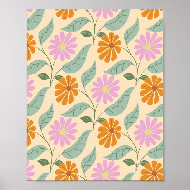 Retro vårblommor poster (Framsidan)