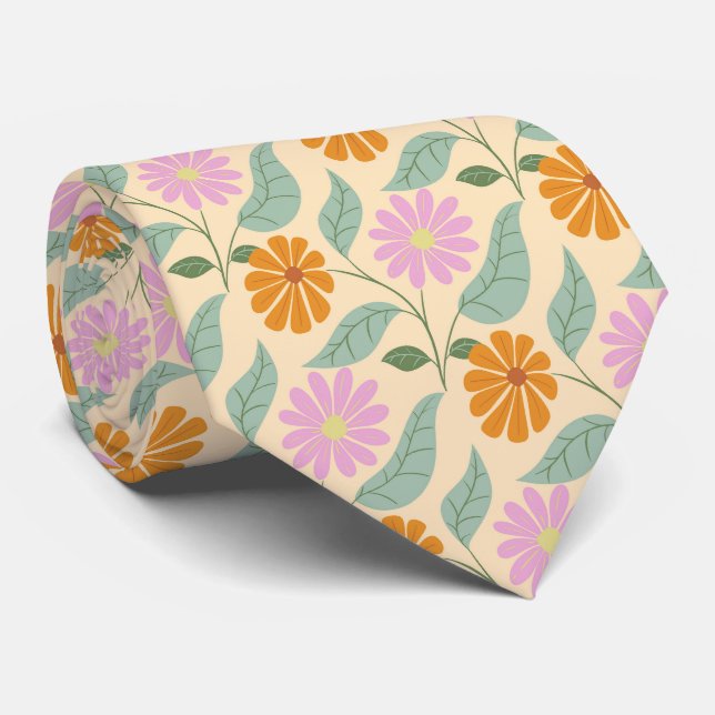 Retro vårblommor slips (Rullad)
