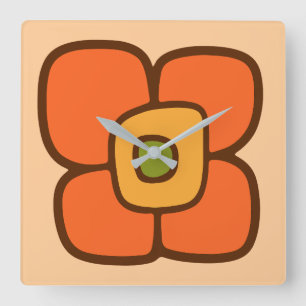 Retro vårblomning fyrkantig klocka